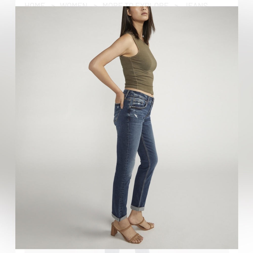 🆕 NWT Silver Jeans Boyfriend Mid Rise Slim Leg Jeans, 14/29 - Picture 11 of 13